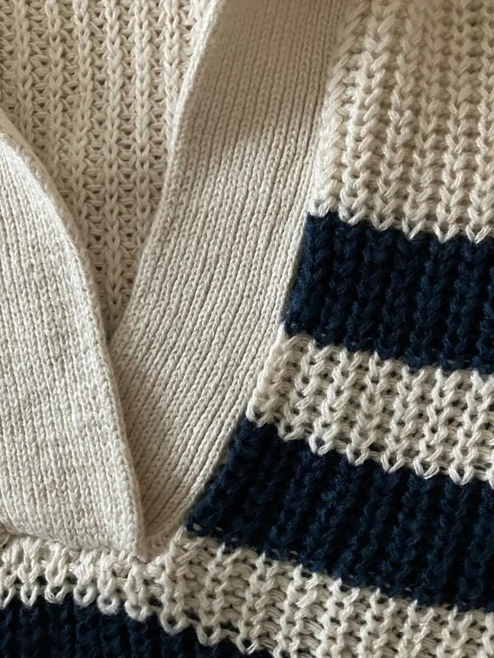 Faherty Women's Miramar Linen Polo Sweater Size L NWT Ocean Stripe - Picture 3 of 11